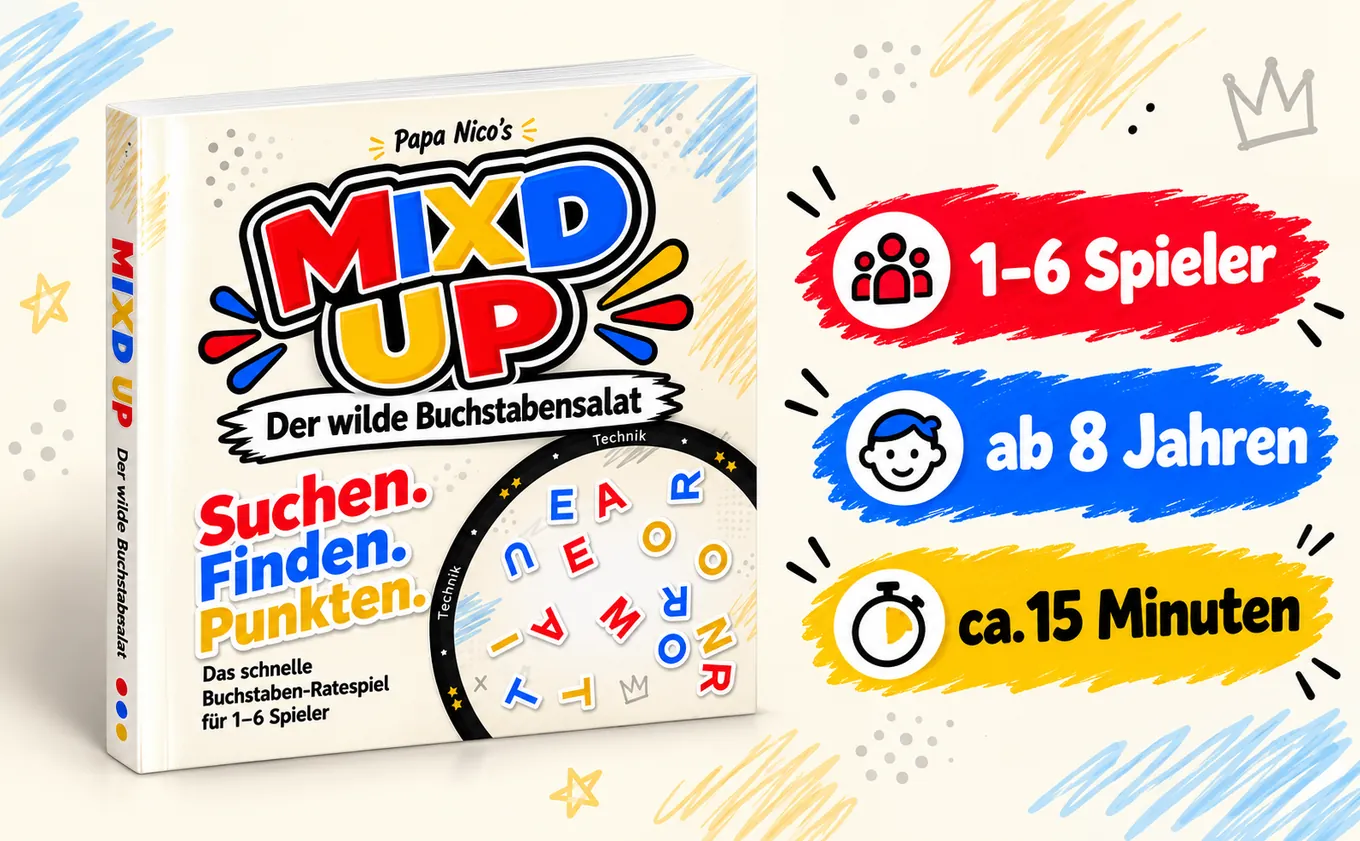MIXD UP Spielbuch mit Spielerzahl und Spieldauer
